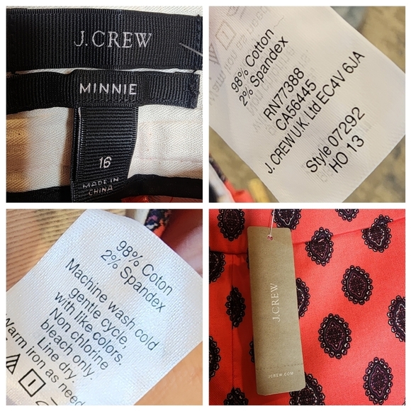 NWT J. Crew Minnie Coral Medallion Print Ankle Pants Women's plus size 16 - Picture 2 of 16